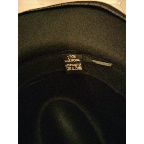 Black wide brim hat gold leaf band men women size 57 cm - Picture 5 of 7